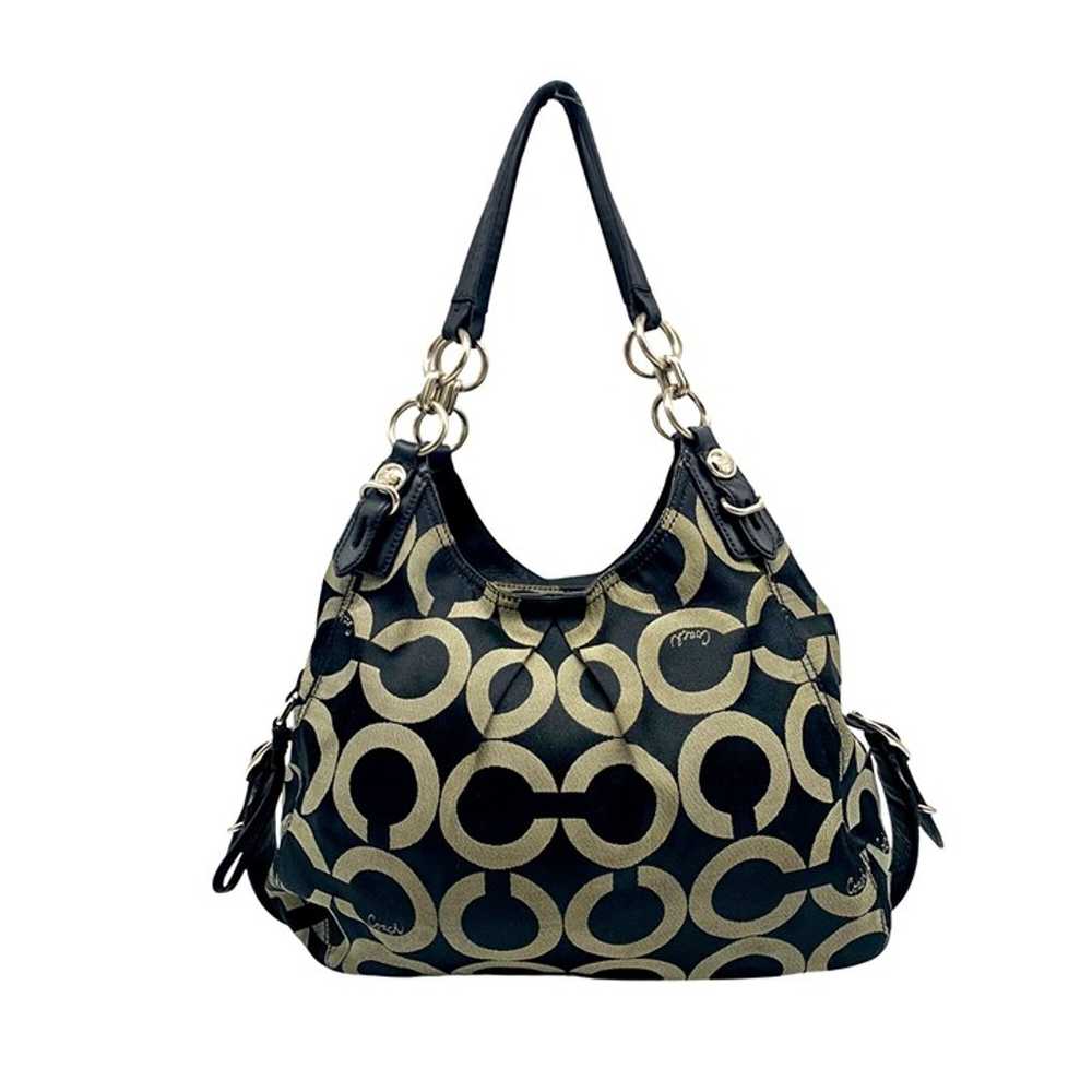 Coach Black Signature Canvas Maggie Madison Hobo … - image 1