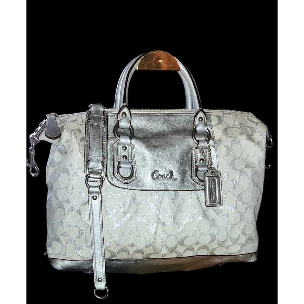 Coach Ashley Leather Satchel White Silver Convert… - image 1