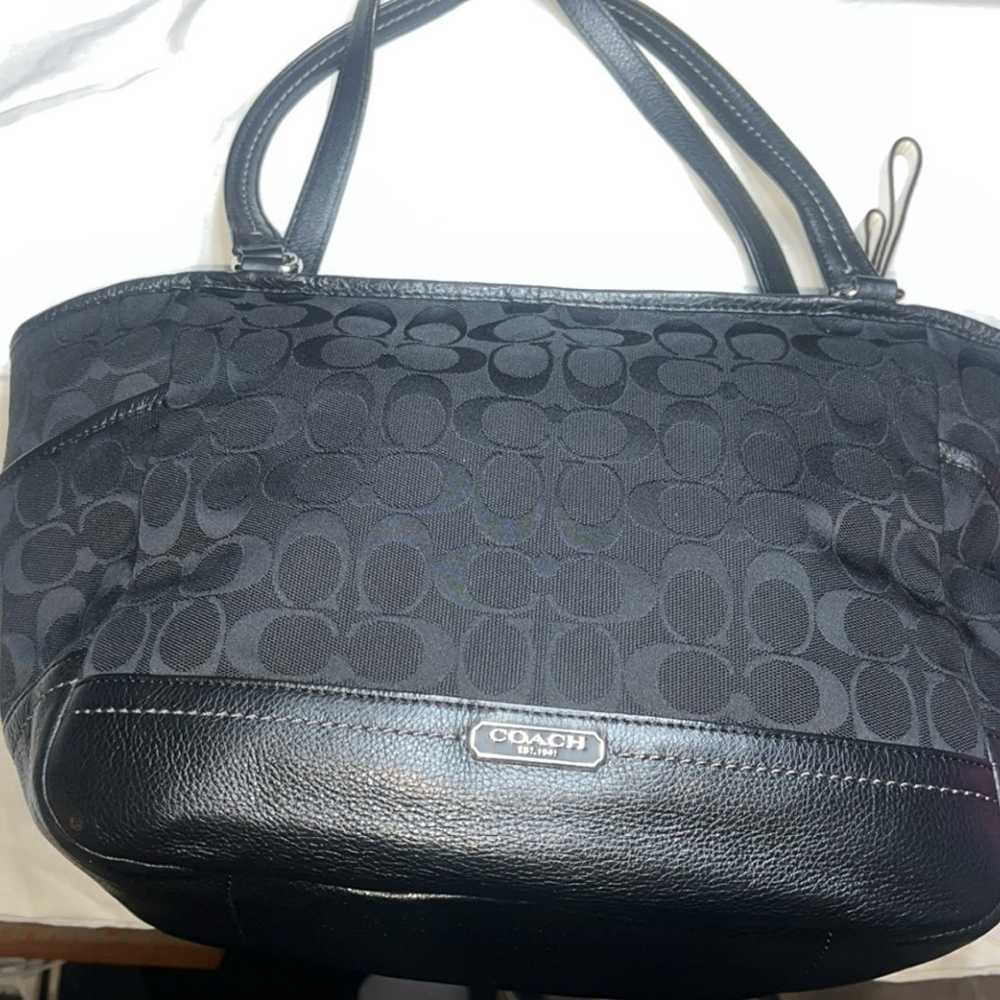 Coach Signature Park Carrie Black Tote - image 1