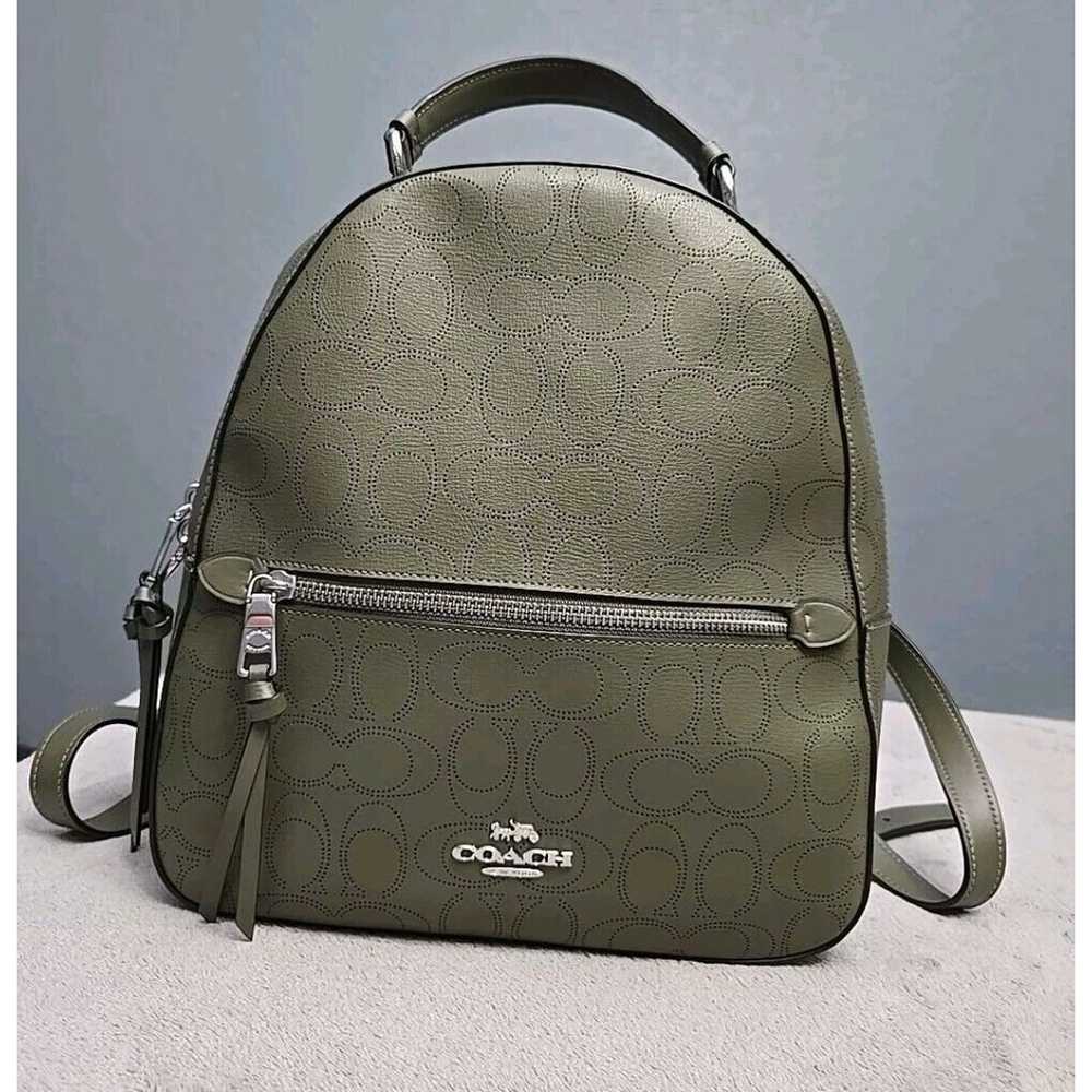 Coach Perforated Signature Jordyn Backpack Olive … - image 2