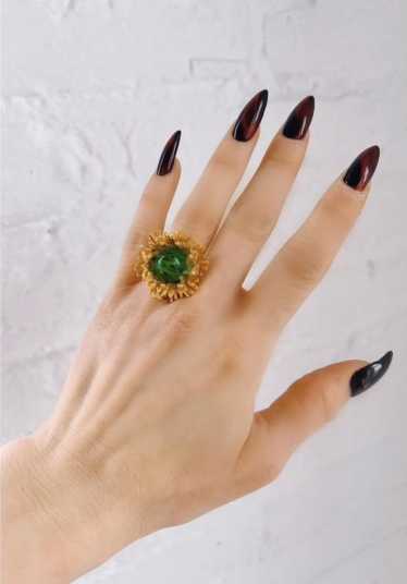 emerald burst cocktail ring