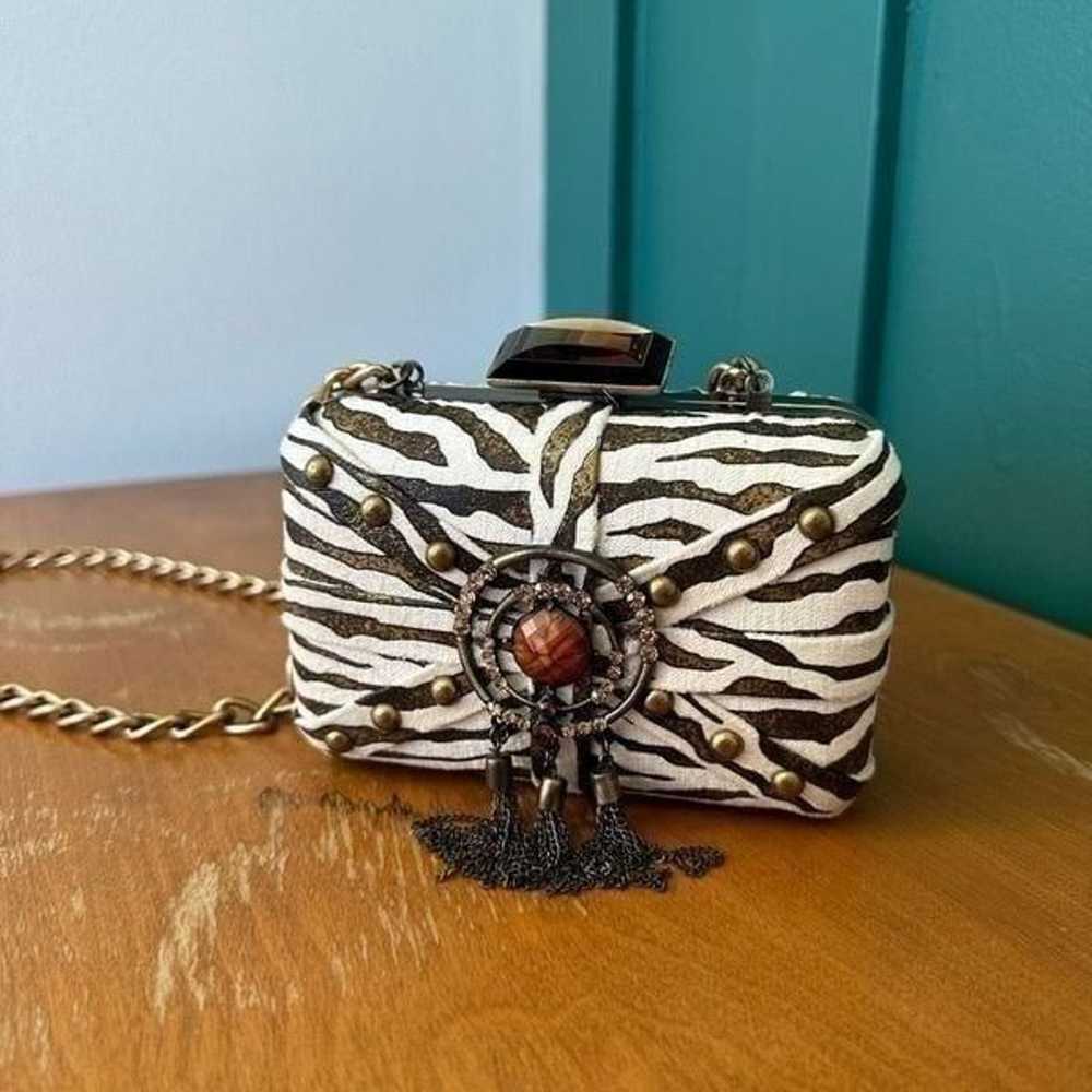 Mary Frances Aria Bronze Zebra Printed Tassel Ver… - image 2