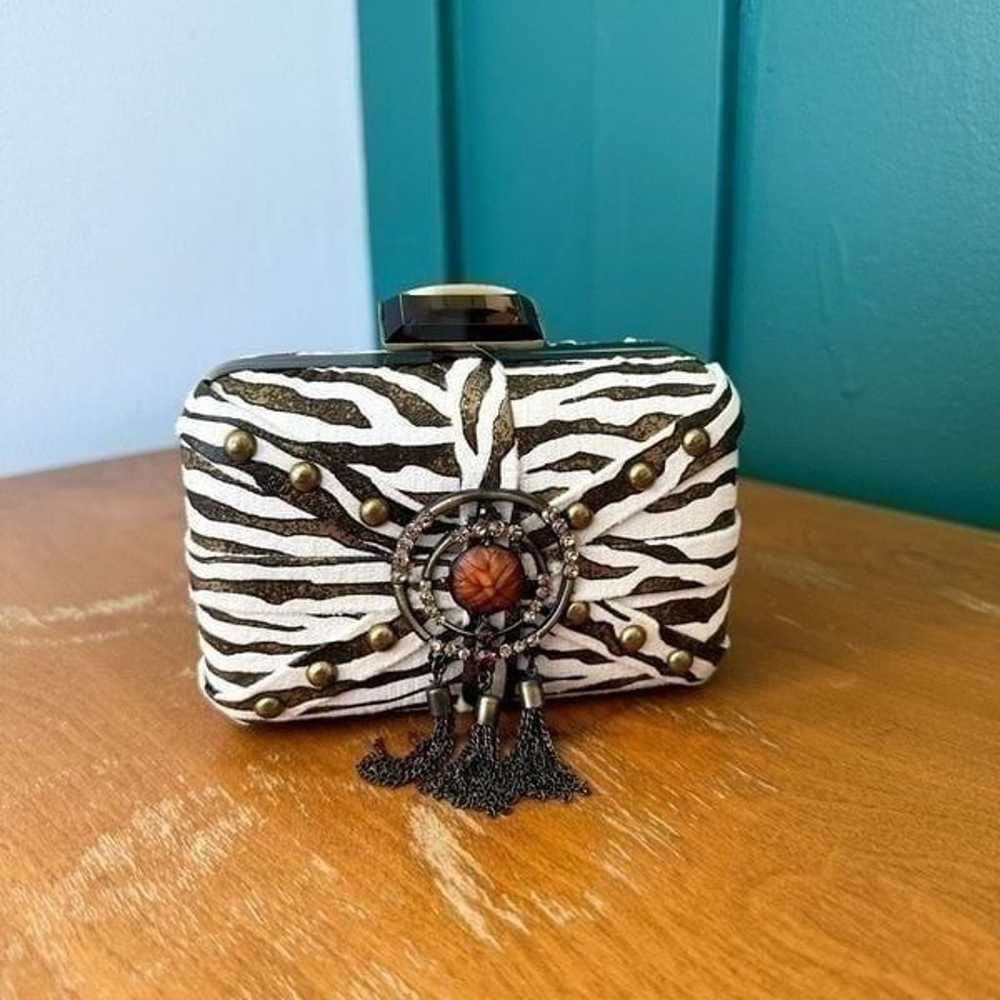 Mary Frances Aria Bronze Zebra Printed Tassel Ver… - image 9