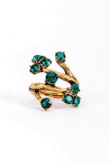 OSCAR DE LA RENTA Emerald Crystal Branch Wrap Ring