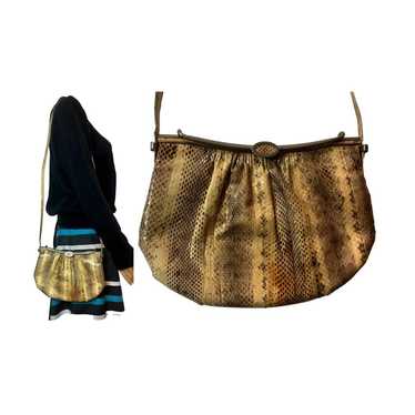 Vintage 70s Snakeskin Shoulder Bag |Disco Era Mod… - image 1