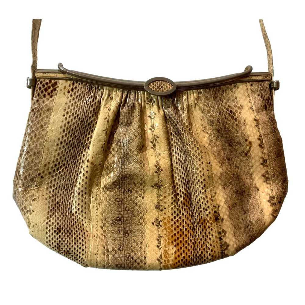 Vintage 70s Snakeskin Shoulder Bag |Disco Era Mod… - image 2