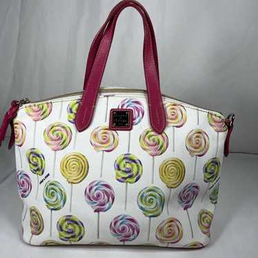 Dooney & Bourke White Lollipop Pattern Satchel Pu… - image 1