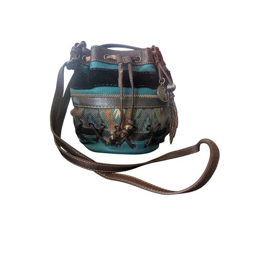 Nine West Vintage American Bucket Bag Teal Brown … - image 1