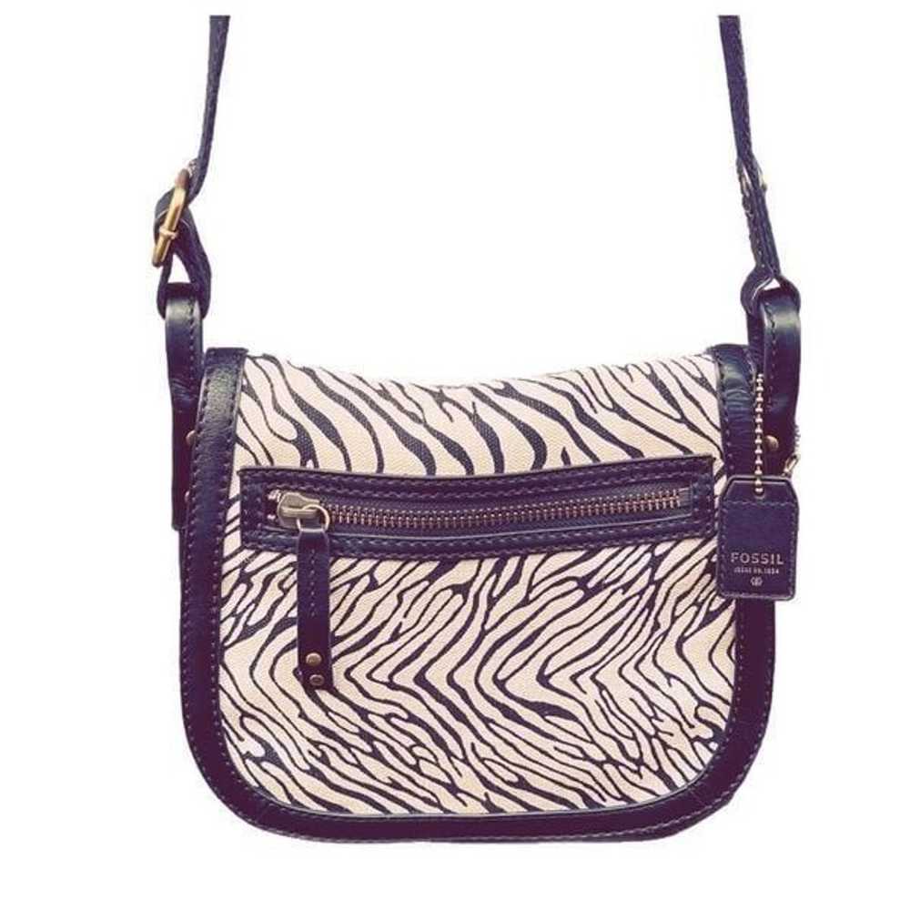 Vintage Fossil zebra striped crossbody bag. - image 2