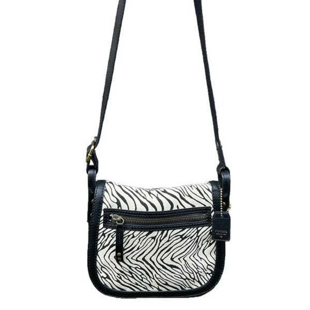 Vintage Fossil zebra striped crossbody bag. - image 3