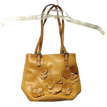 Nine West vintage retro faux leather tan floral p… - image 1