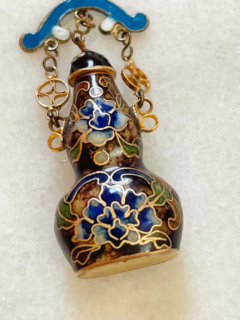 Vintage 70's Chinese Cloisonné Vessel Pendant |… - image 3