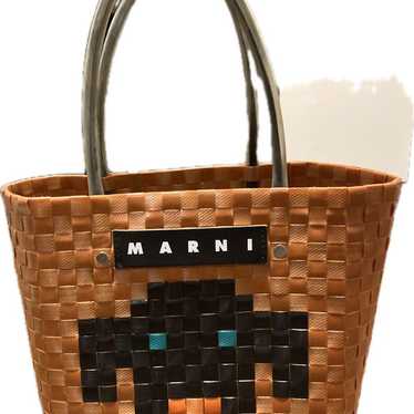 Marni Kids Mini Market Criss-Cross Woven Basket Bag | Green