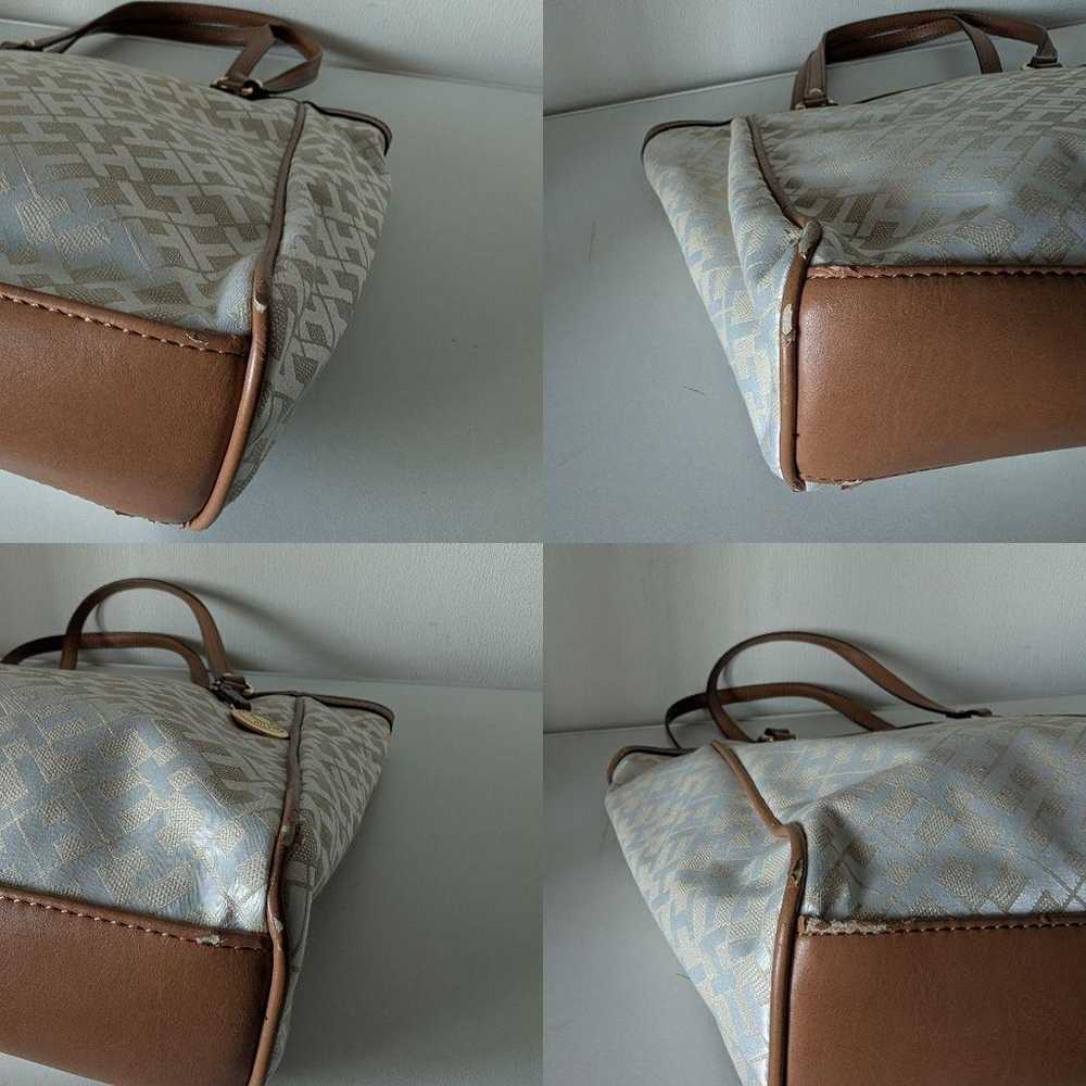 TH Tommy Hilfiger Tote Bag Handbag White Brown - image 4