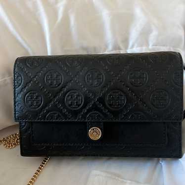 Tory Burch Monogram Leather Chain Wallet - image 1