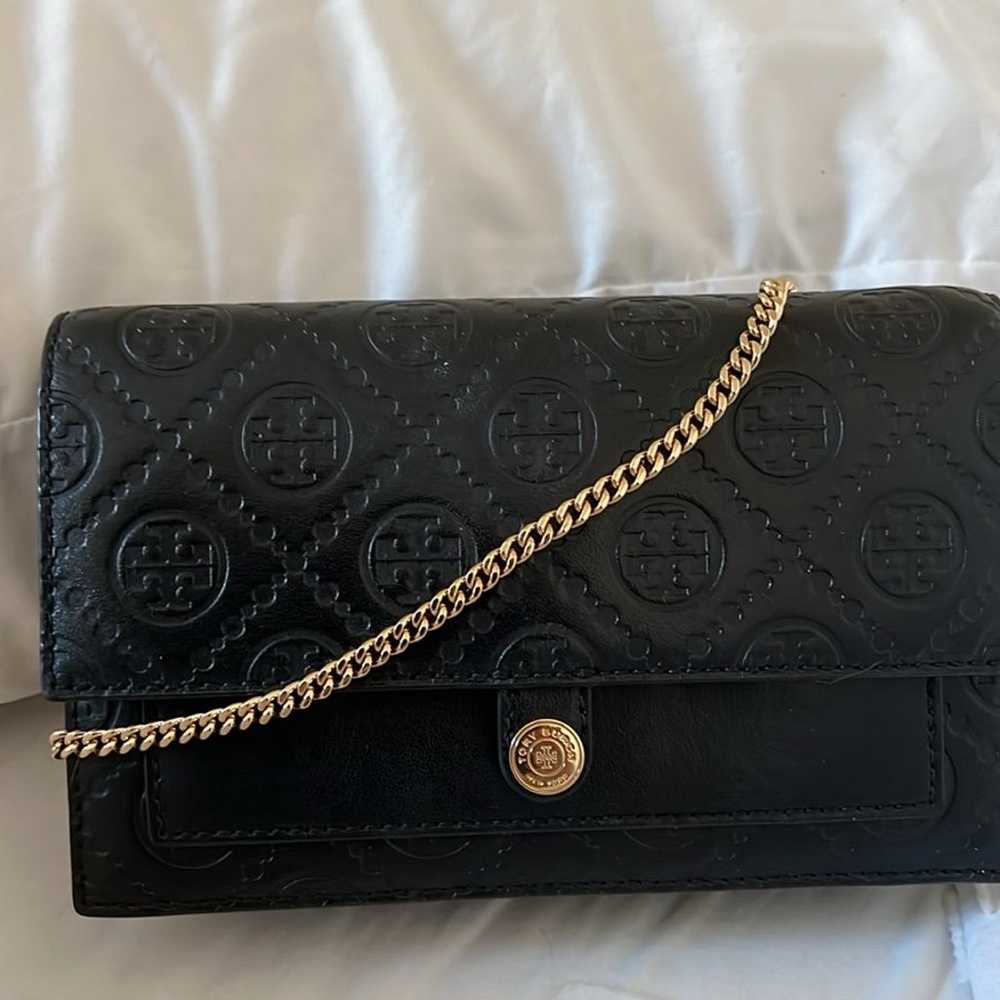 Tory Burch Monogram Leather Chain Wallet - image 2