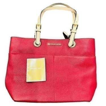 NWOT Michael Kors Bedford Red Pocket Tote Pebble … - image 1