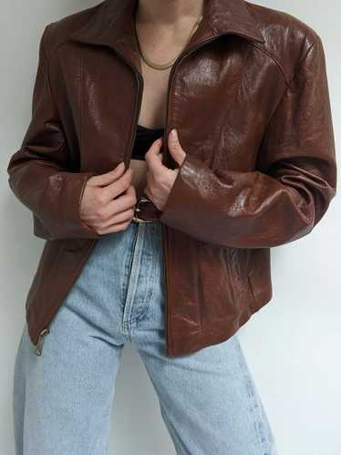 Beautiful Vintage Tobacco Leather Jacket