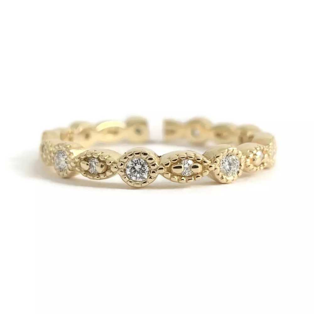 Marquise Round Milgrain Diamond Eternity Ring Wed… - image 1