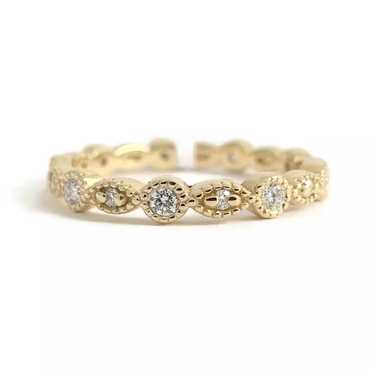 Marquise Round Milgrain Diamond Eternity Ring Wed… - image 1