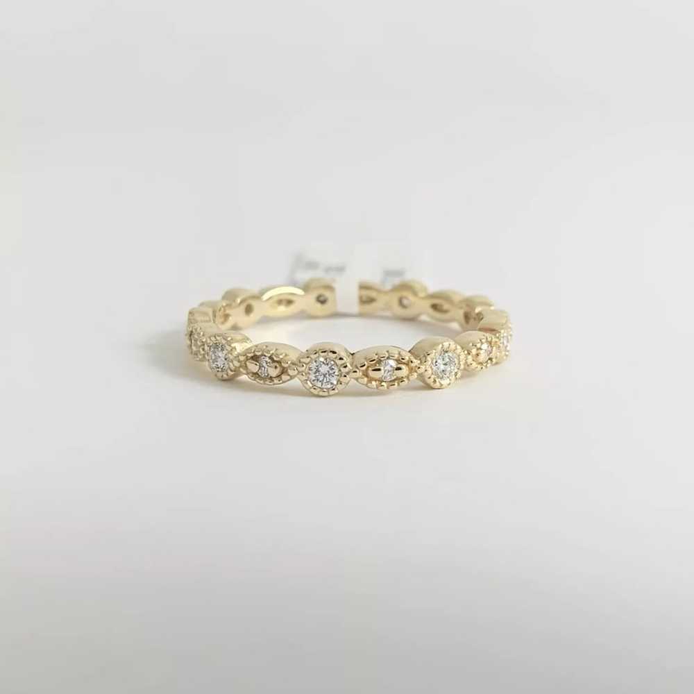 Marquise Round Milgrain Diamond Eternity Ring Wed… - image 9