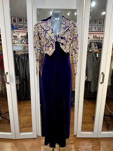 70’s Purple And Gold Velvet & Brocade 2 piece Dres