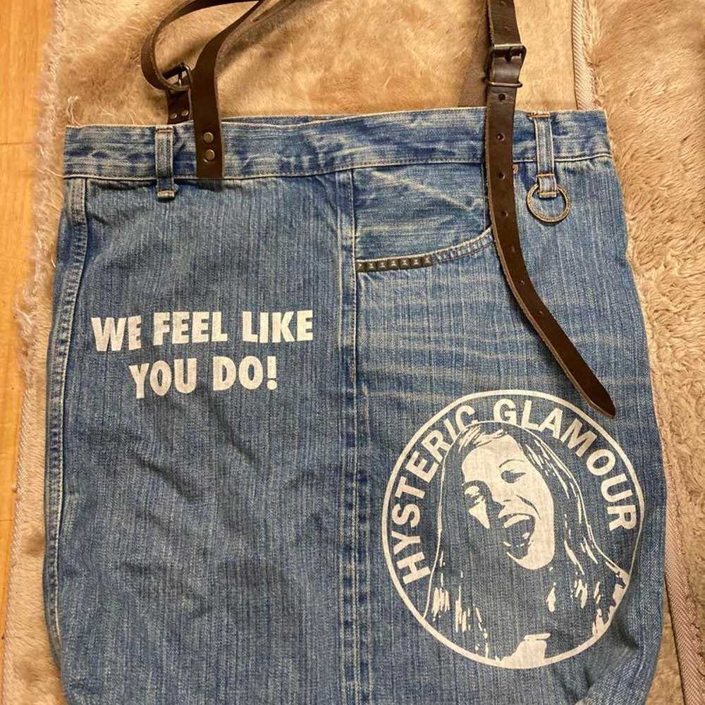 Hysteric Glamour Denim Tote Bag MAKE ME SMILE - image 1