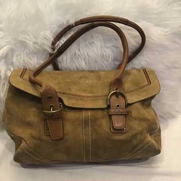 Preowned coach vintage Tan Suede buckled Handbag H