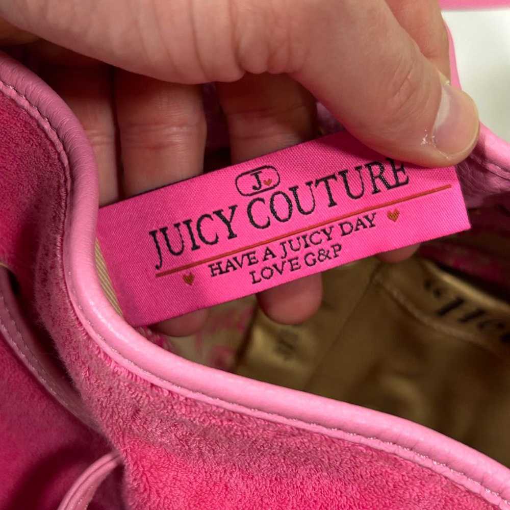 EUC Y2K Juicy Couture Pink Terry Cloth Floral Emb… - image 10