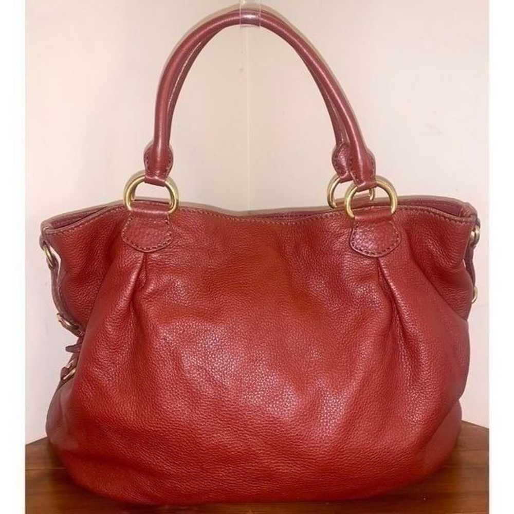 Miu Miu Large Bordeaux Pebbled Tote Bag Originall… - image 2