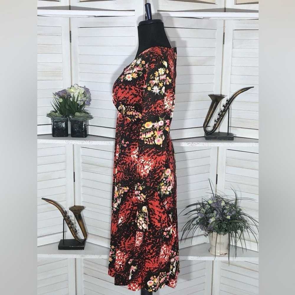 Vintage 70s boho mod floral red black midi dress … - image 4