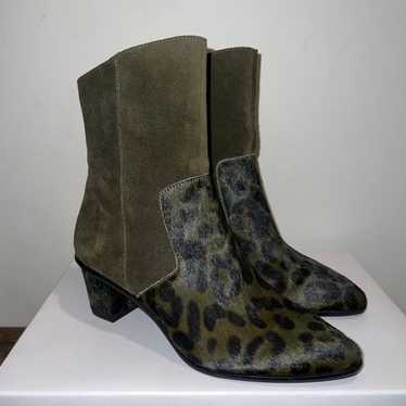 Lori Goldstein leather suede animal print boots - image 1