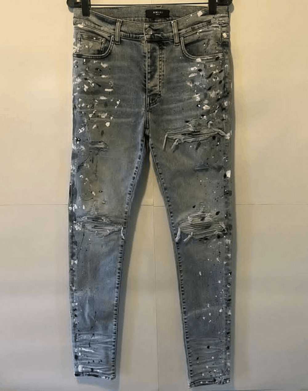 Amiri Amiri MX1 Paint Splatter Jeans Light Vintage - image 1