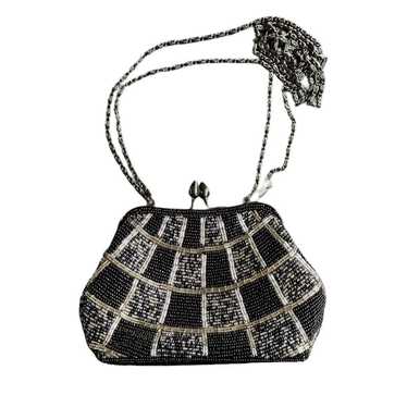 Brand Vintage Black & Silver Beaded Small Clutch … - image 1