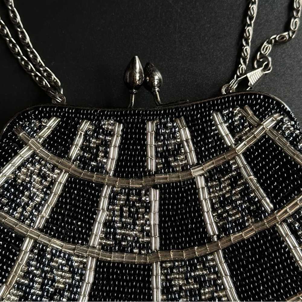 Brand Vintage Black & Silver Beaded Small Clutch … - image 6