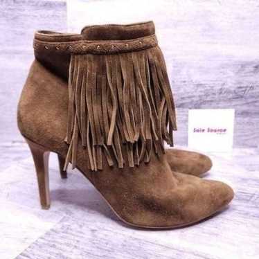 White House Black Market Suede Fringe Heeled Ankle