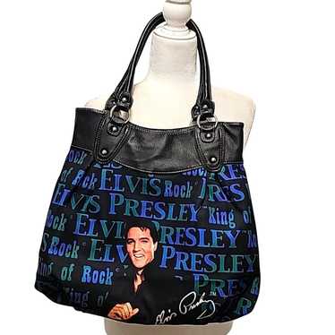 Vintage Large Elvis Presley Shoulder Tote Bag Pur… - image 1