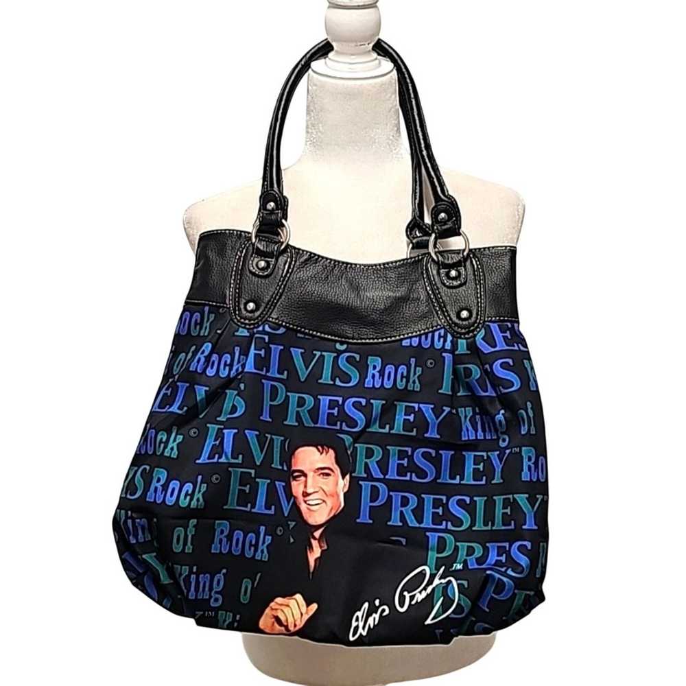 Vintage Large Elvis Presley Shoulder Tote Bag Pur… - image 2