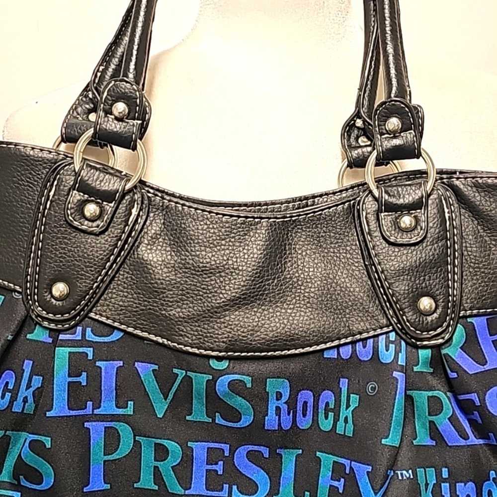 Vintage Large Elvis Presley Shoulder Tote Bag Pur… - image 4