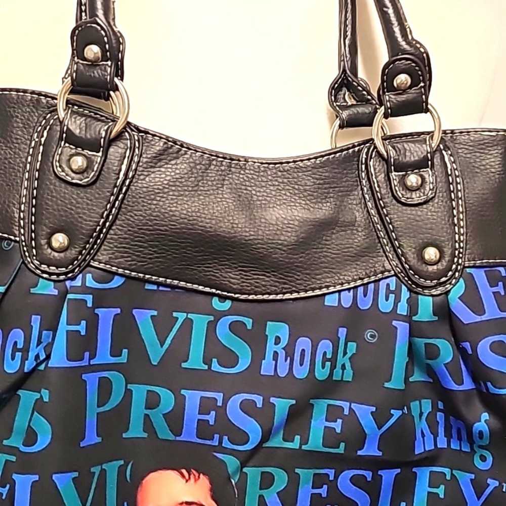 Vintage Large Elvis Presley Shoulder Tote Bag Pur… - image 6