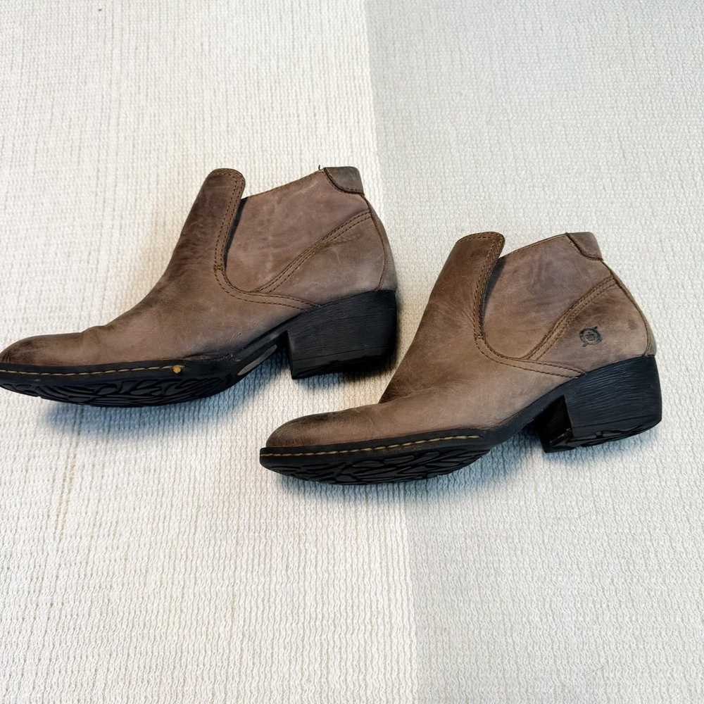 Born Brown Leather Rachelle Ankle Bootie Boots - … - image 3