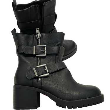 Torrid 7W pebbled faux moto chunky ankle boots 19… - image 1