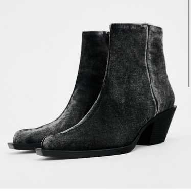 Zara washed black denim pointy tip ankle Boots bo… - image 1