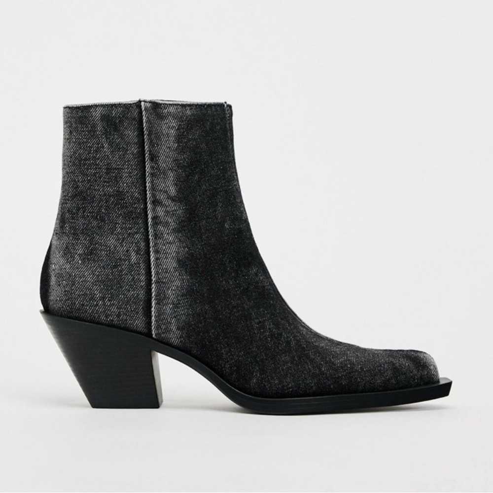 Zara washed black denim pointy tip ankle Boots bo… - image 2