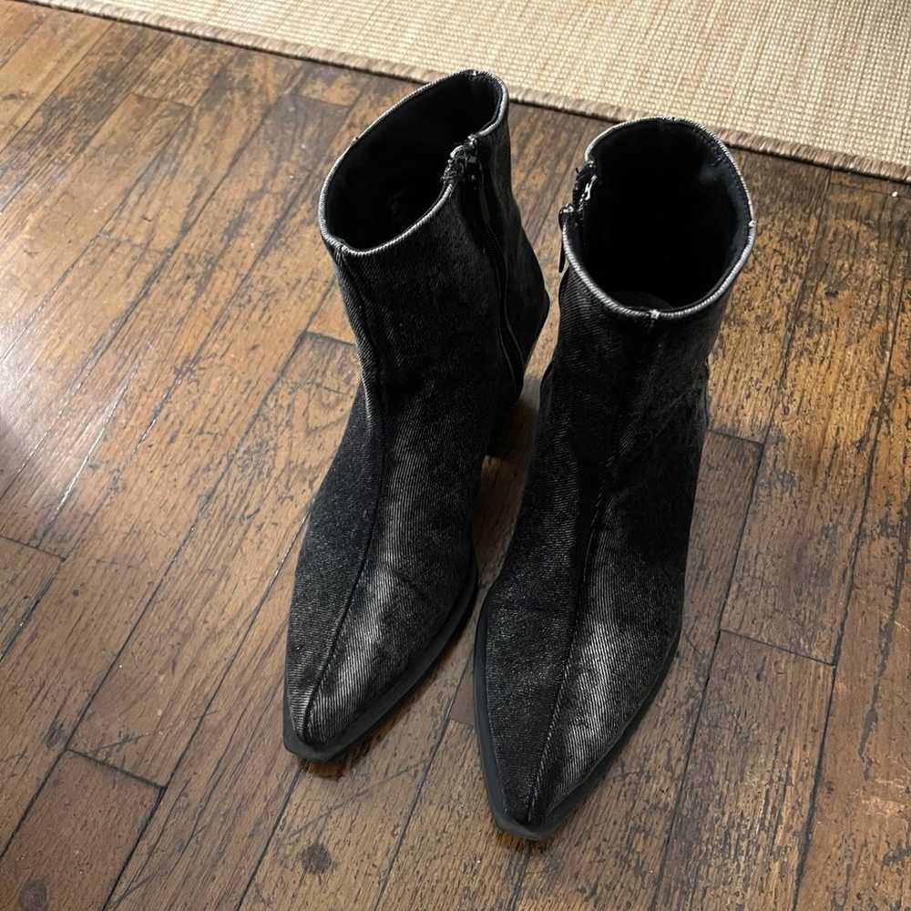 Zara washed black denim pointy tip ankle Boots bo… - image 4