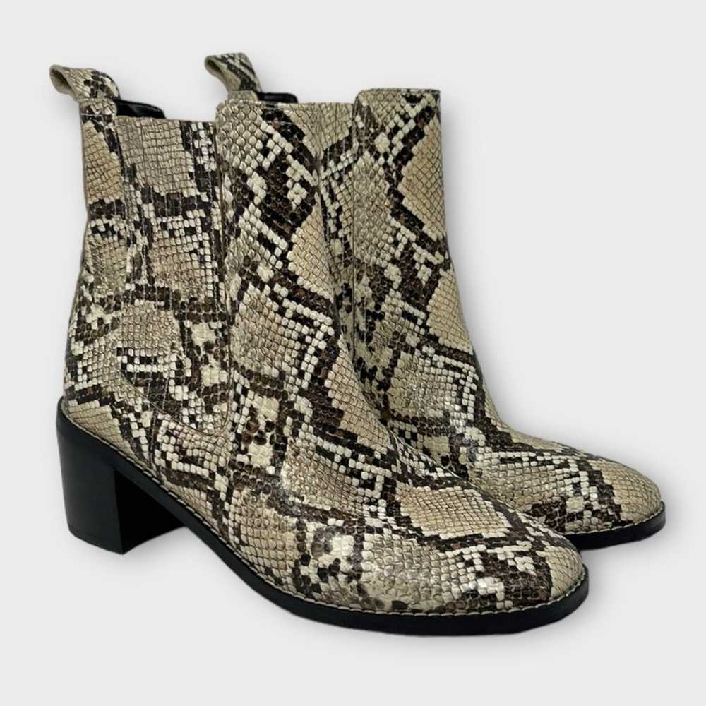 Nordstrom Leather Snakeskin Heeled Booties Size 7 - image 1