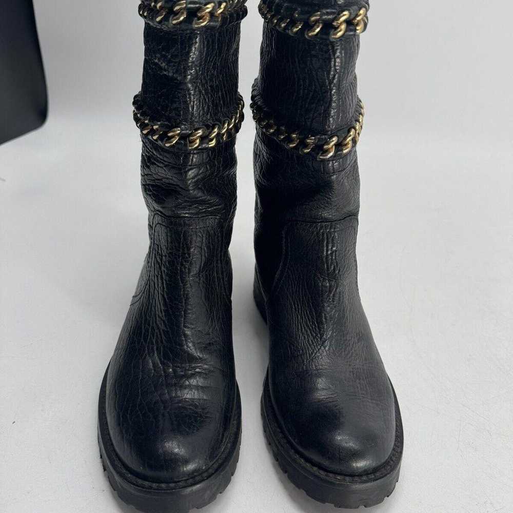 TORY BURCH Connell Boots Size 6 Black Leather Cha… - image 2