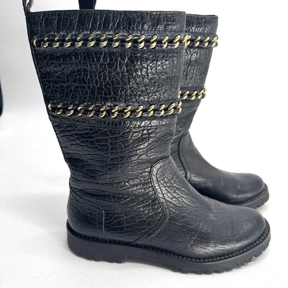 TORY BURCH Connell Boots Size 6 Black Leather Cha… - image 4