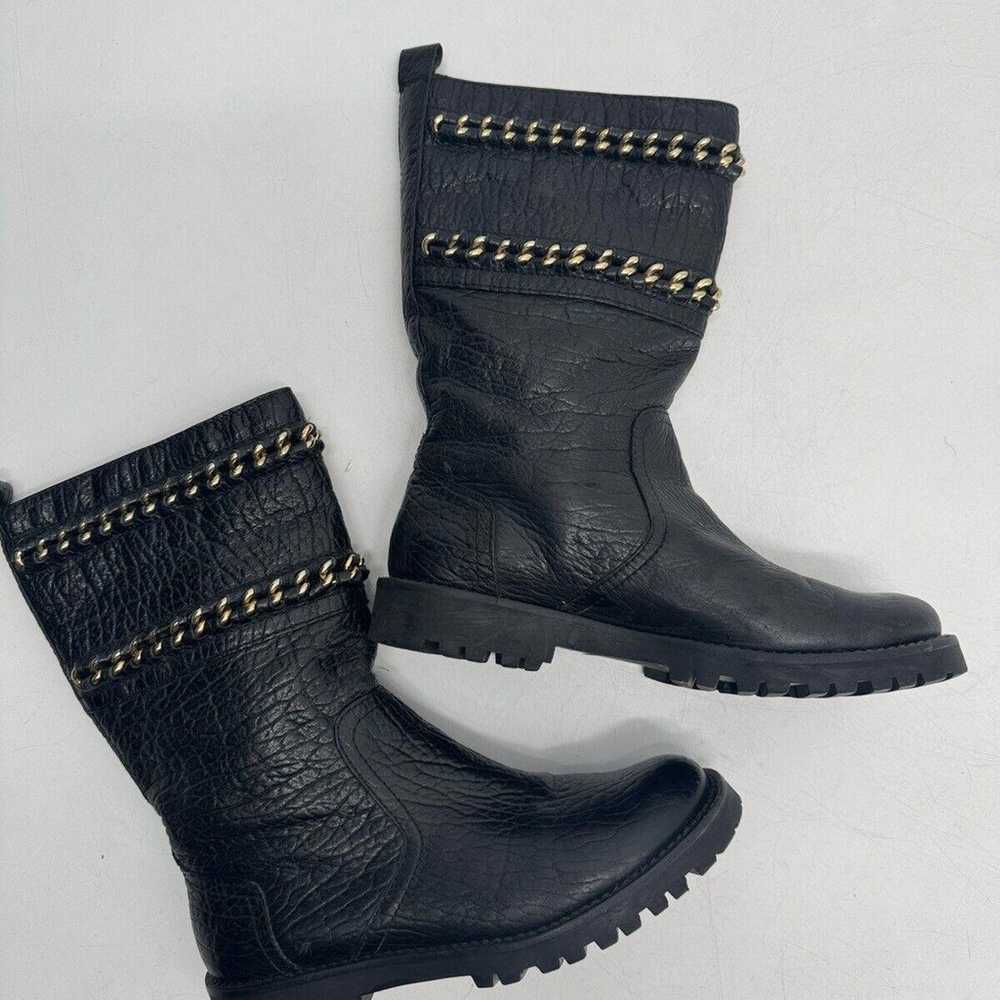 TORY BURCH Connell Boots Size 6 Black Leather Cha… - image 5