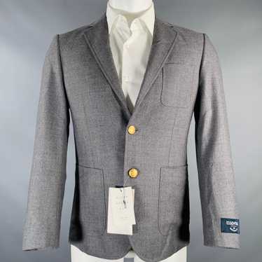 Designer MR. GENTLEMAN Grey Wool Notch Lapel Sport